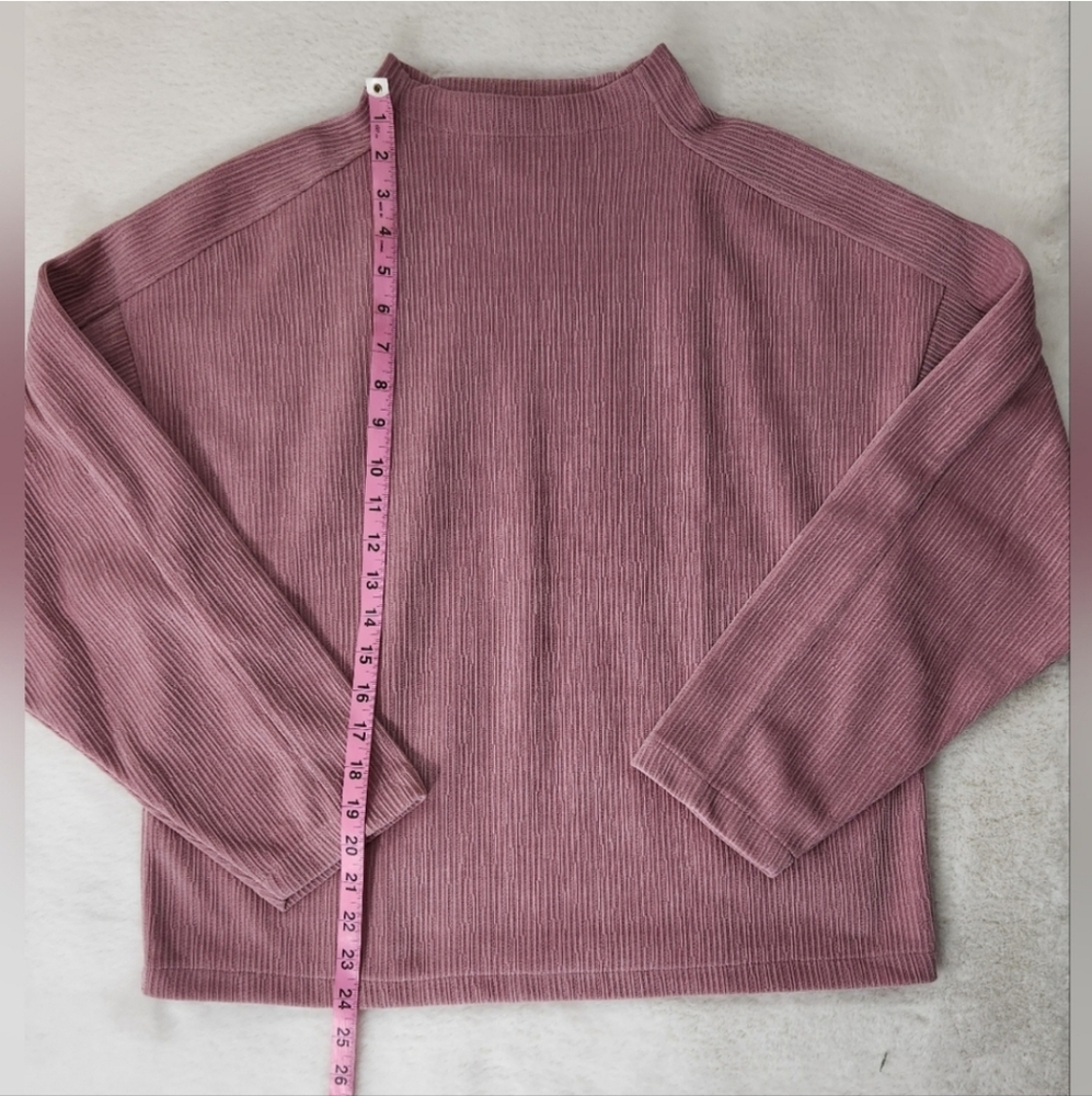 Madewell Striped Jacquard Funnelneck Top in Rosewood - Picture 2 of 7